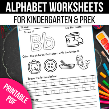 Preview of Alphabet Tracing Worksheets Distance Learning Beginning Sounds Worksheet