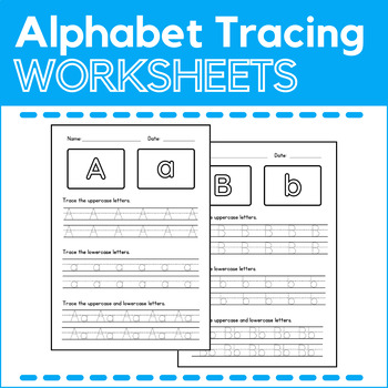 Preview of Alphabet Tracing Worksheets - Uppercase & Lowercase Letters - Handwriting