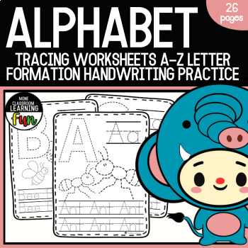 Preview of Alphabet Tracing Worksheets a-z Letter Formation Handwriting Practice