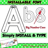 Alphabet Tracing font, correct letter formation