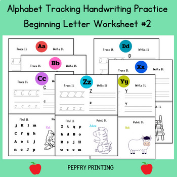 Preview of Alphabet Tracking Handwriting Practice Beginning Letter Worksheet #2