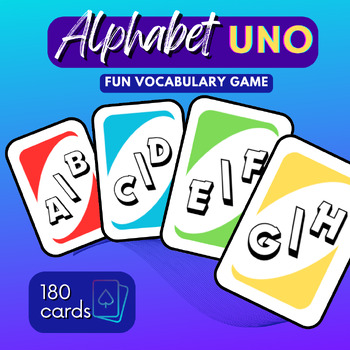 Preview of Alphabet UNO Game 180 cards - Vocabulary Game  - Spelling English - UNO English