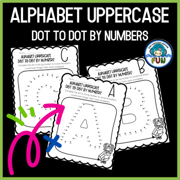 Preview of Alphabet Uppercase Dot to Dot by Numbers Activities Worksheets