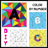 Alphabet Uppercase Letters Color by Code, Color by Number Clipart