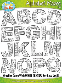 Preview of Alphabet Uppercase Letters Shaped Mazes Clipart {Zip-A-Dee-Doo-Dah Designs}
