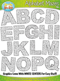 Alphabet Uppercase Letters Shaped Mazes Clipart {Zip-A-Dee