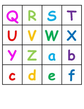 Alphabet - Uppercase and Lowercase Matching - EASY TO CUT OUT GRID