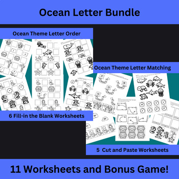 Preview of Alphabet Uppercase and Lowercase Matching and Order Bundle with Ocean Game