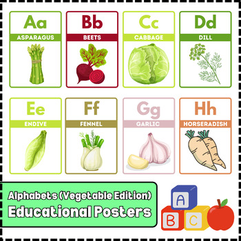 Preview of Alphabet (Veg Edition) Poster Educational Classroom Poster Printable Montessori