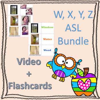 Preview of Alphabet W, X, Y, Z ASL Video and Flashcards Bundle | Sign Language