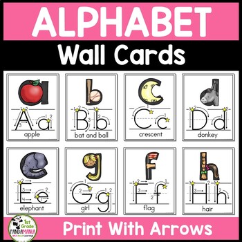 Preview of Alphabet Wall Cards & Center Cards (Traditional Print with Instructional Arrows)
