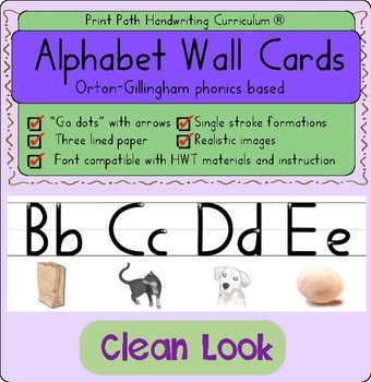 Preview of Alphabet Wall Cards: Orton-Gillingham Keywords ~Single stroke letter formations