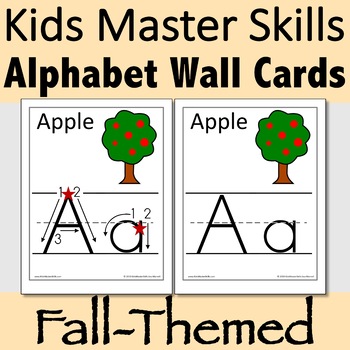 Preview of Alphabet Wall Cards for Fall with Handwriting Instruction or without