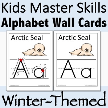Preview of Alphabet Wall Cards for Winter with Handwriting Instruction or without