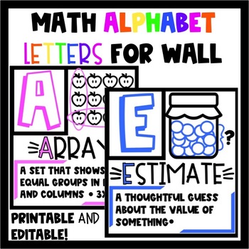 Preview of Alphabet Wall | Math Vocab | Posters | A-Z