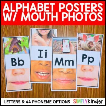 Preview of Alphabet Posters Real Pictures and Mouth Photos, Science of Reading Activities