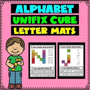 Preview of Alphabet With Unifix Cubes Combo | Snap Cube Letter Mats