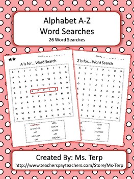 Preview of Alphabet Word Search
