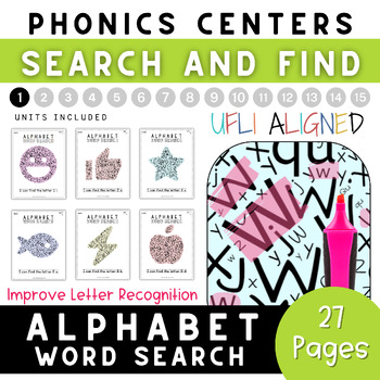 Preview of Alphabet Word Search! Phonics Game/Center for Spring *UFLI Aligned* #1-34 Kinder