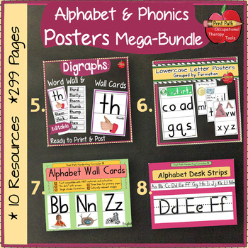 Alphabet, Word Wall, Name Plates, Phonics, CHARTS 299 page Megabundle ...