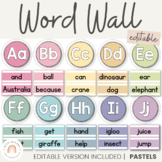 Alphabet Word Wall | SIMPLE PASTELS | Editable Muted Rainb