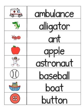 Preview of Alphabet Word Wall:  Vocabulary cards