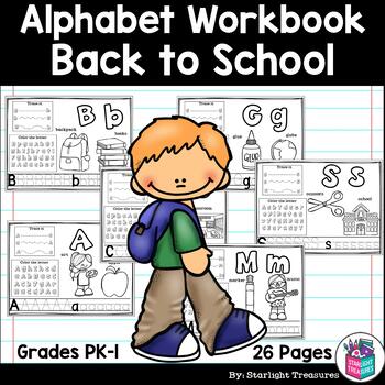 Preview of Alphabet Workbook: Worksheets A-Z Back to School Theme