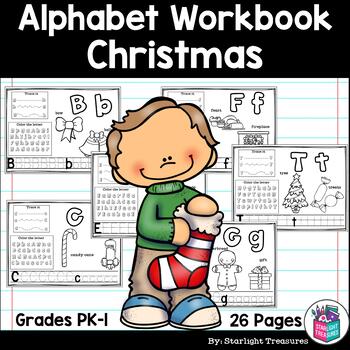 Preview of Alphabet Workbook: Worksheets A-Z Christmas Theme