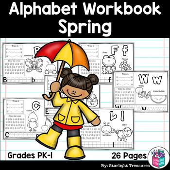 Preview of Alphabet Workbook: Worksheets for A-Z - Spring Theme