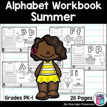 Preview of Alphabet Workbook: Worksheets for A-Z -  Summer Theme
