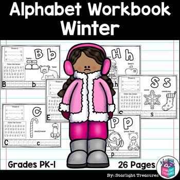 Preview of Alphabet Workbook: Worksheets A-Z Winter Theme