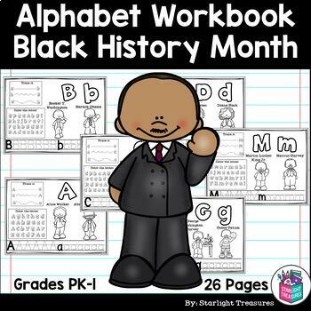 Preview of Alphabet Workbook: Worksheets A-Z Black History Month