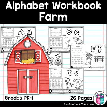 Preview of Alphabet Workbook: Worksheets A-Z Farm Theme