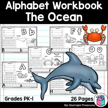 Preview of Alphabet Workbook: Worksheets A-Z The Ocean Theme