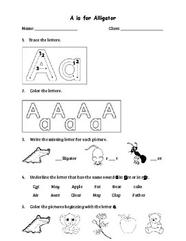 Preview of Alphabet Worksheet - Letter A 丨 Phonetics, Sounds and Letter Recognition