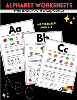 Preview of Alphabet Worksheet Packet-Handwriting|Identification-Color Version