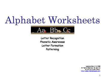 Alphabet Worksheets by Pre-K Teach | Teachers Pay Teachers