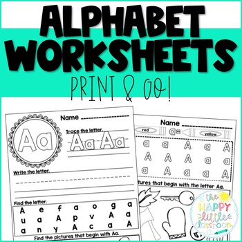 Alphabet Worksheets by The Happy Little Classroom | TpT