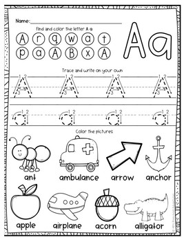 alphabet worksheets by allis preschool adventures tpt