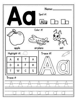 alphabet tracing worksheets beginning sounds worksheet tpt