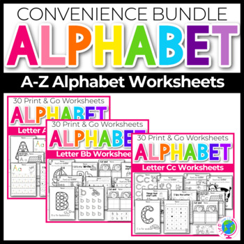 Preview of Alphabet Worksheets A-Z Convenience Bundle
