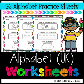 Preview of Alphabet Worksheets A - Z (UK Spelling)
