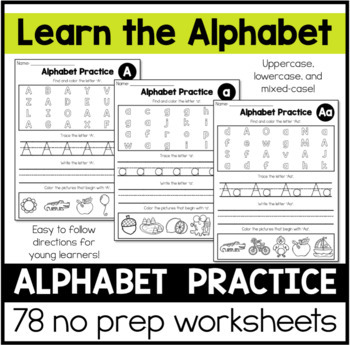 Preview of Alphabet Worksheets | ABC Worksheets | Letters and Sounds Review 