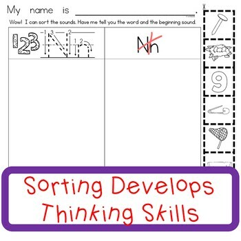 alphabet worksheets beginning sounds cut and paste tpt