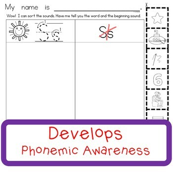 alphabet worksheets beginning sounds cut and paste tpt