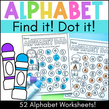 Preview of Alphabet Worksheets - Bingo Dabber, Dot It - Letter Recognition Printables