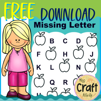 Preview of Alphabet Worksheets Fill In The Missing Letter | A-Z Upper Case Letters | FREE