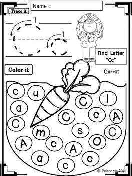 Alphabet Worksheets - Fruits and Animals by Piccobee | TpT