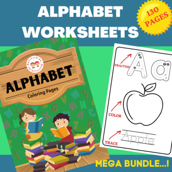 Preview of Alphabet Worksheets Mega Bundle - Practice-Color-Trace** 130 Pages + FREE Poster