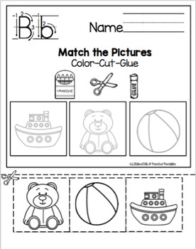 Download Alphabet Worksheets "No Prep" Color-Cut-Glue by Preschool Printable